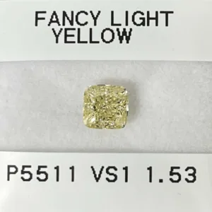 1.53 Carat Cushion Brilliant Fancy Light Yellow VS1 Natural Diamond