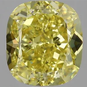 2.01 Carat Cushion Brilliant Fancy Intense Yellow VS2 Natural Diamond