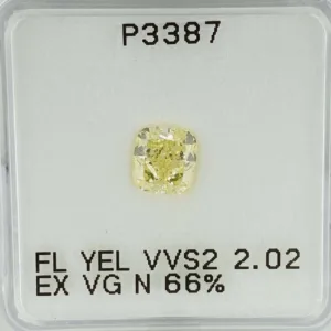 2.02 Carat Cushion Brilliant Fancy Light Yellow VVS2 Natural Diamond