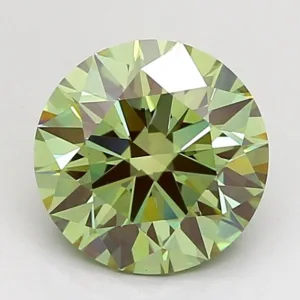 2.02 Carat Round Fancy Vivid Green VVS2 Lab Diamond