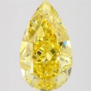3.14 Carat Pear Fancy Vivid Yellow VS2 Natural Diamond