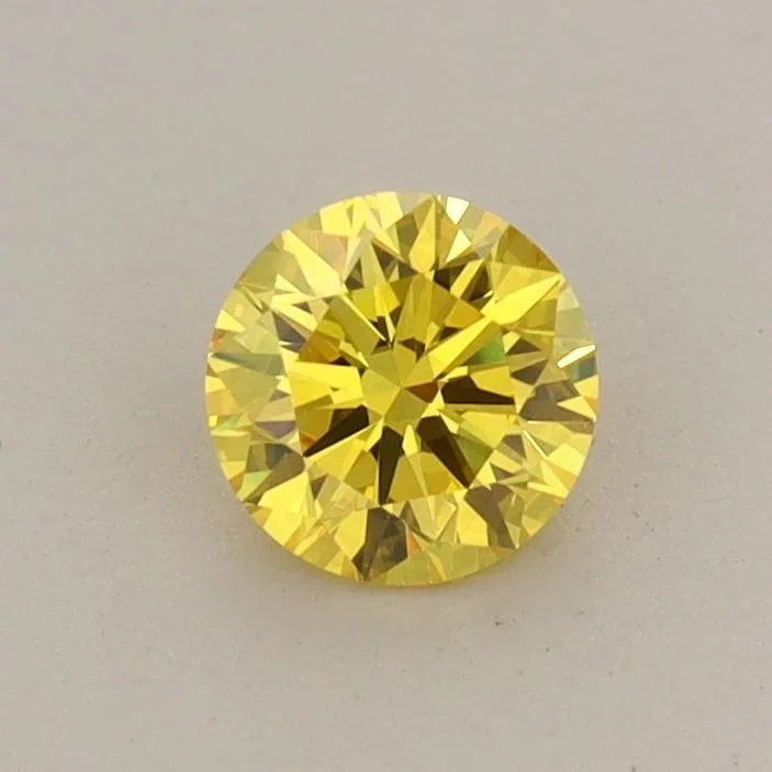 0.46 Carat Round Fancy Vivid Yellow VVS2 Lab Diamond 1 0.46 Carat Round Fancy Vivid Yellow VVS2 Lab Diamond