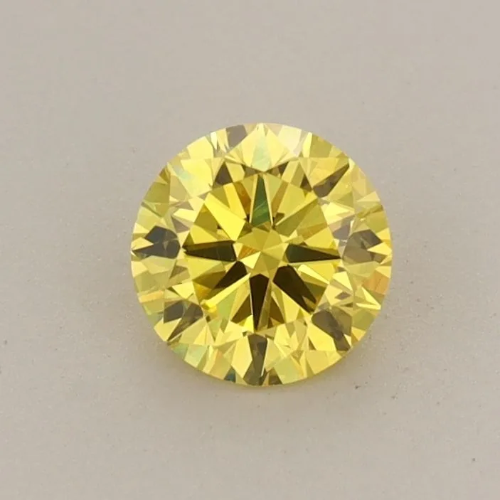 0.47 Carat Round Fancy Vivid Yellow VVS2 Lab Diamond 1 0.47 Carat Round Fancy Vivid Yellow VVS2 Lab Diamond