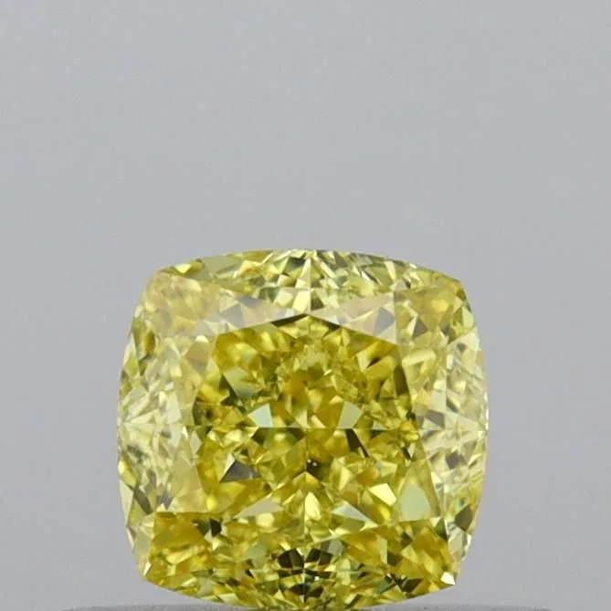 0.55 Carat Cushion Brilliant Fancy Intense Yellow VS2 Natural Diamond 1 0.55 Carat Cushion Brilliant Fancy Intense Yellow VS2 Natural Diamond