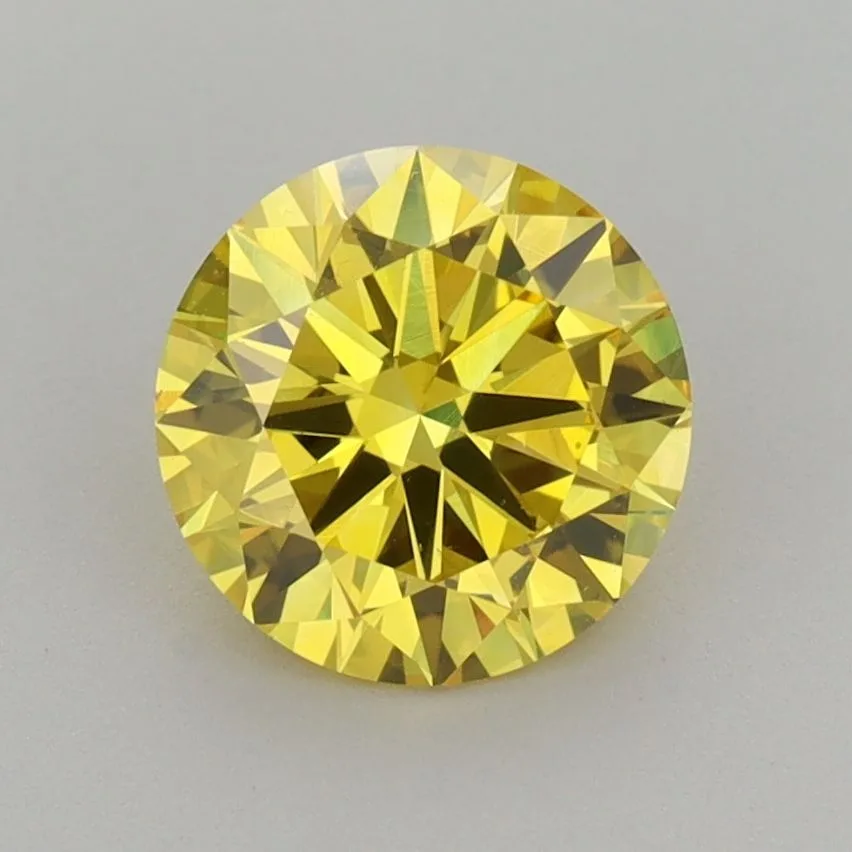 1.37 Carat Round Fancy Vivid Yellow VS2 Lab Diamond 1 1.37 Carat Round Fancy Vivid Yellow VS2 Lab Diamond