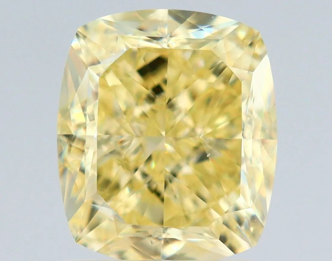 2.01 Carat Cushion Brilliant Fancy Yellow VVS2 Natural Diamond 1 2.01 Carat Cushion Brilliant Fancy Yellow VVS2 Natural Diamond