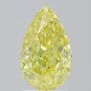 2.01 Carat Pear Fancy Intense Yellow I1 Natural Diamond