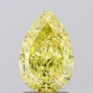 2.02 Carat Pear Fancy Vivid Yellow VS1 Natural Diamond