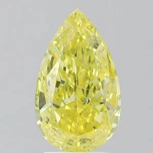 3.02 Carat Pear Fancy Vivid Yellow SI2 Natural Diamond
