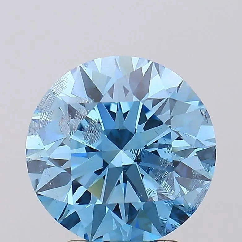 3.04 Carat Round Fancy Vivid Blue SI2 Lab Diamond 1 3.04 Carat Round Fancy Vivid Blue SI2 Lab Diamond