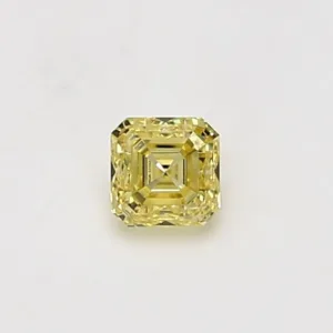 0.35 Carat Asscher Fancy Intense Yellow VS2 Natural Diamond