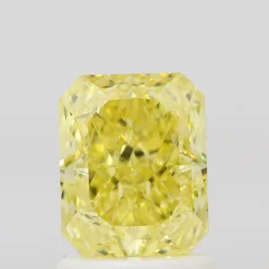 1.39 Carat Radiant Fancy Intense Yellow VS2 Natural Diamond