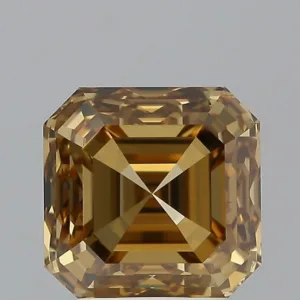 4.02 Carat Square Emerald Fancy Yellow Brown VS2 Natural Diamond