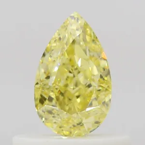 0.5 Carat Pear Fancy Intense Yellow VVS2 Natural Diamond