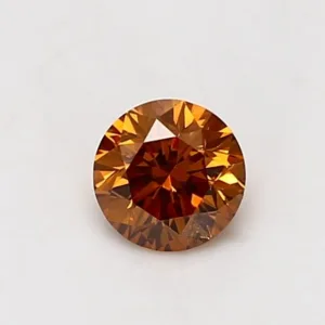 0.56 Carat Round Fancy Deep Yellow Orange SI2 Natural Diamond