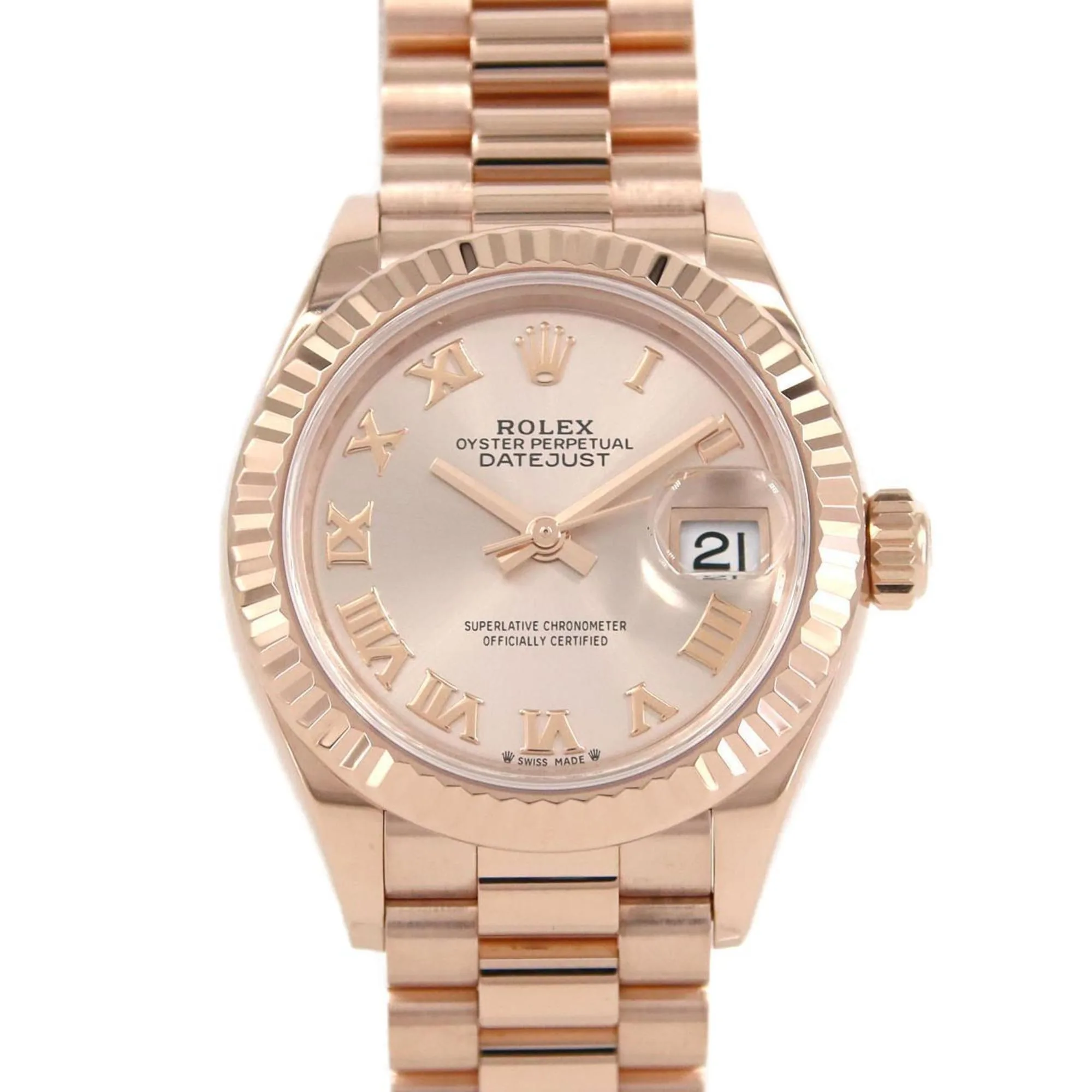 Rolex Lady-Datejust 28 watch in 18k Everose gold 1 Rolex Lady-Datejust 28 Two-Tone Diamond Bezel 279173
