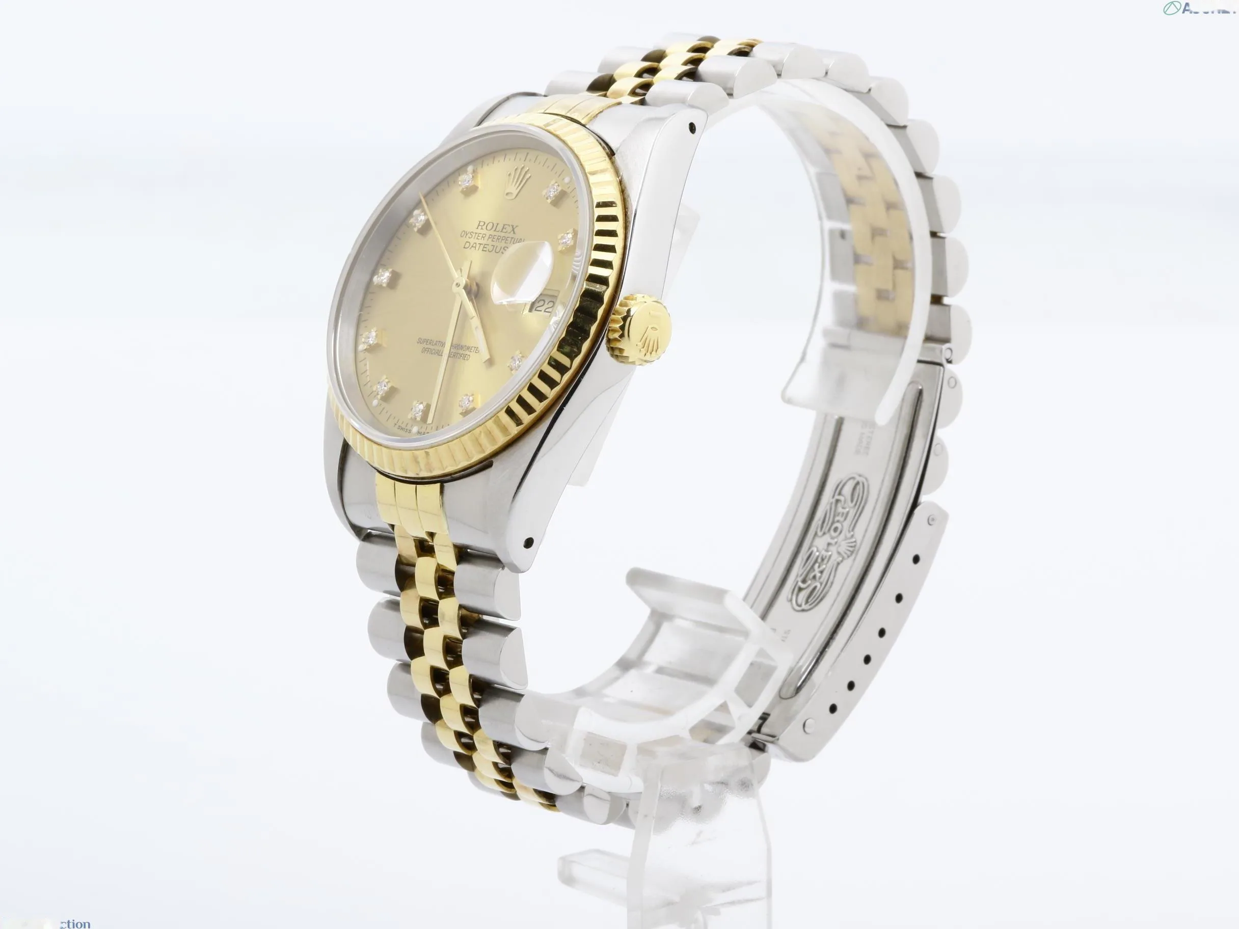 Rolex Datejust 36mm two-tone champagne factory diamond-set dial 16233