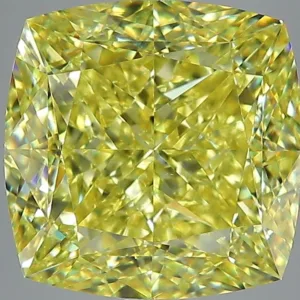 7.06 Carat Cushion Brilliant Fancy Vivid Yellow VS1 Natural Diamond