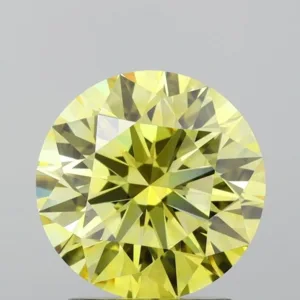 2.07 Carat Round Fancy Vivid Yellow VVS1 Lab Diamond