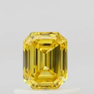 0.56 Carat Emerald Fancy Vivid Yellow SI1 Natural Diamond