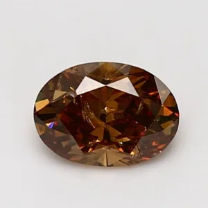 1.07 Carat Oval Fancy Deep Brown Orange I2 Natural Diamond