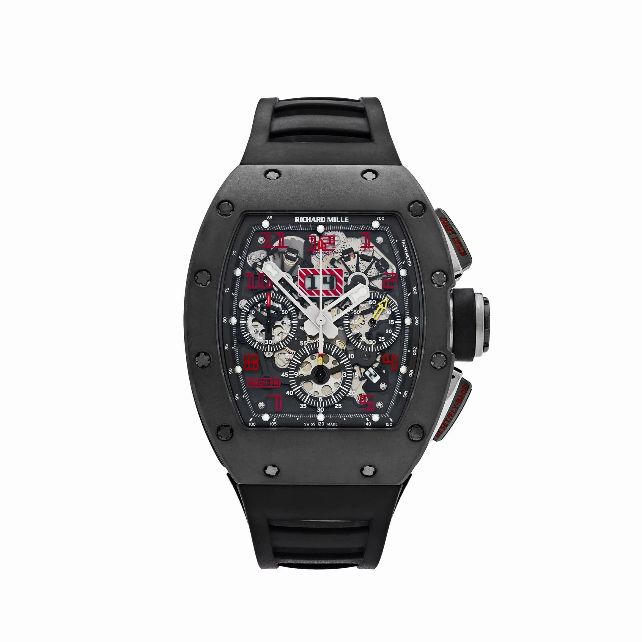Richard Mille RM 011 Felipe Massa Flyback Chronograph "Black Carbon" 1 RM011 Black Carbon Chronograph Red Accents