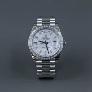 Rolex Day-Date 40 228396TBR Platinum Meteorite Dial with Baguette Bezel