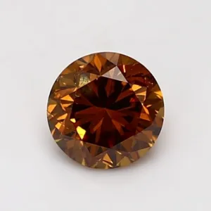 1 Carat Round Fancy Deep Brown Orange I2 Natural Diamond