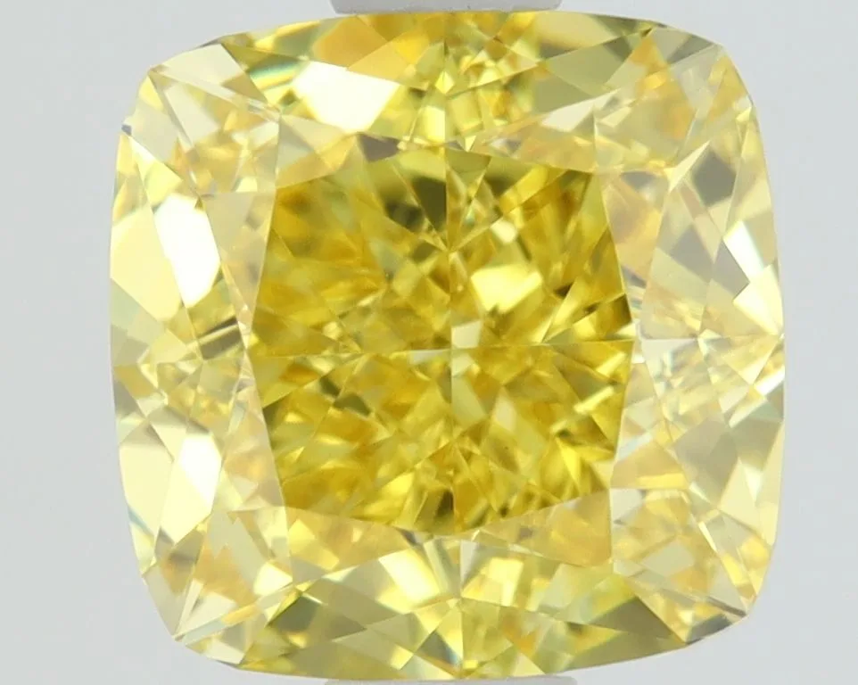 1.01 Carat Cushion Brilliant Fancy Vivid Yellow VVS2 Natural Diamond 1 1.01 Carat Cushion Brilliant Fancy Vivid Yellow VVS2 Natural Diamond