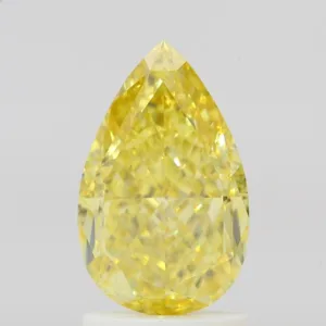 2.01 Carat Pear Fancy Vivid Yellow IF Natural Diamond