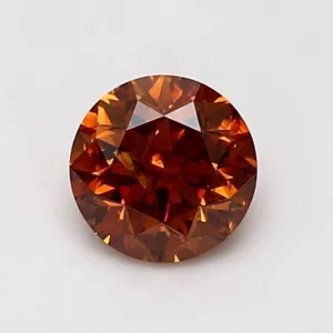 1.04 Carat Round Fancy Deep Orange I2 Natural Diamond