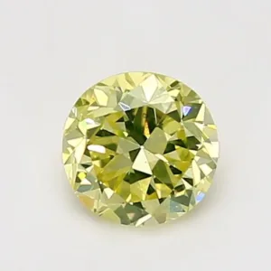 0.8 Carat Round Fancy Intense Green Yellow VS2 Natural Diamond